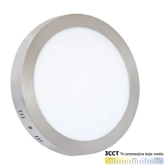 Nadgradni okrugli led panel saten nikl 24W 3000~6500K M24NO-SN-CCT
