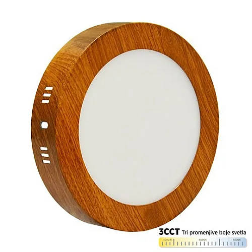 Nadgradni okrugli led panel boja drveta 12W 3000~6500K M12NO-WD-CCT