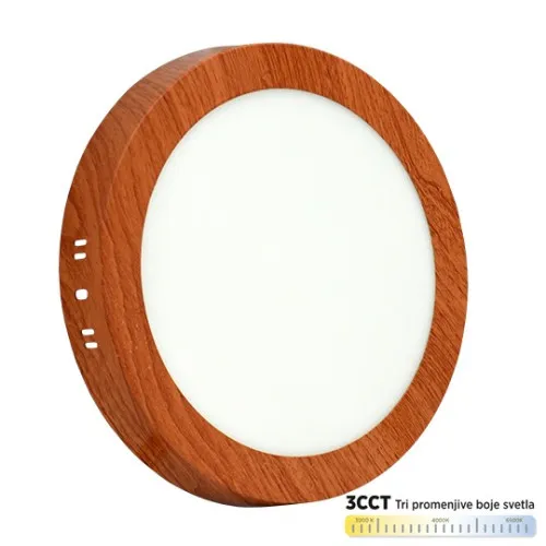 Nadgradni okrugli led panel boja drveta 18W 3000~6500K M18NO-WD-CCT