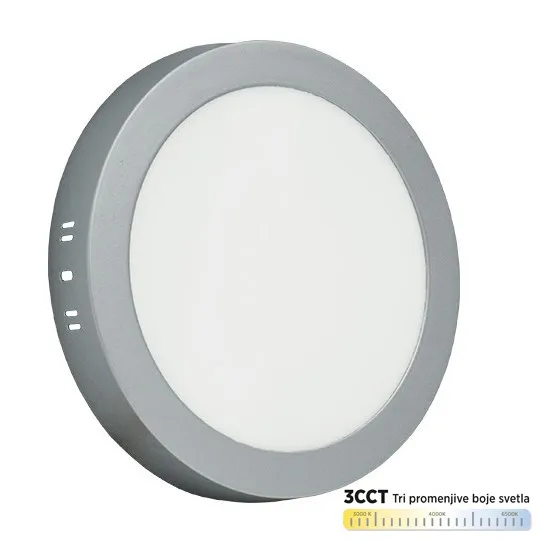 Nadgradni okrugli led panel srebrni 18W 3000~6500K M18NO-SIL-CCT