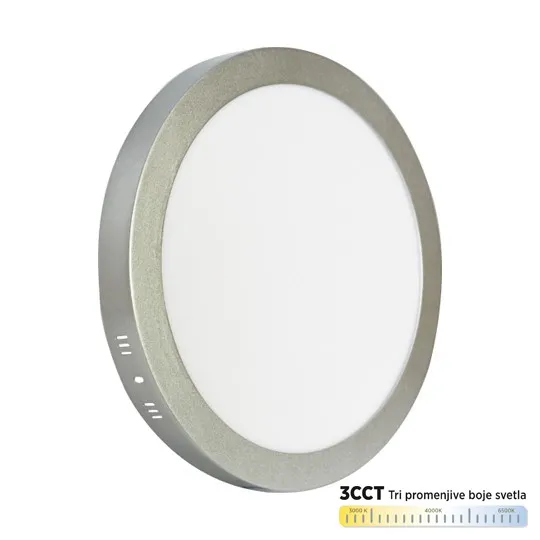 Nadgradni okrugli led panel srebrni 24W 3000~6500K M24NO-SIL-CCT