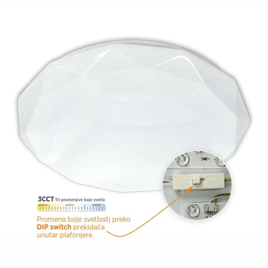 LED plafonjera dijamant 36W SMD DIP switch 3000-6500K M205403-CCT