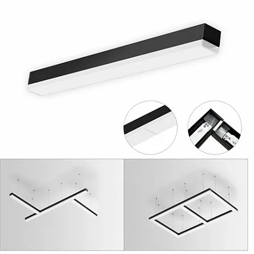 Visilica crna 30W 170~240V 3CCT 3000/4000/6500K L600 x W50 x H50mm LED linearna svetiljka (ili nadgradna) nizajuća (linkabilna) 3000lm M203840-C