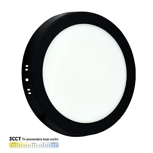 Nadgradni okrugli led panel crni 18W 3000~6500K M18NO-BK-CCT