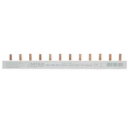 Bakarni češalj izolovani 3P T-63A-12M 215mm 400V ME-PIN