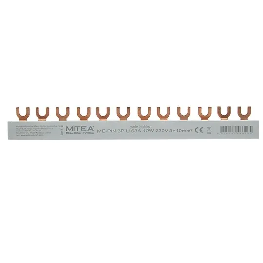 Bakarni češalj izolovani 3P U-63A-12M 215mm 400V ME-PIN