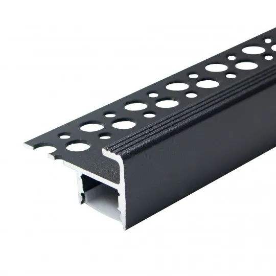 Aluminijumski profil za LED trake crni 22x40x2000mm za pločice/stepenice sa difuzorom 2m MA06-C