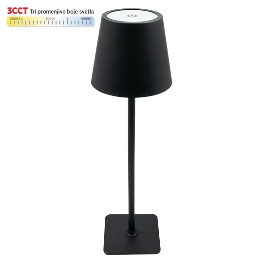 Stona lampa crna 2W IP20 LED TOUCH dimmable + 3CCT 3000-6000K DC5V LED M6002-C