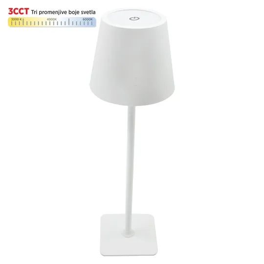 Stona lampa bela 2W IP20 LED TOUCH dimmable + 3CCT 3000-6000K DC5V LED M6002-W Mitea Lighting