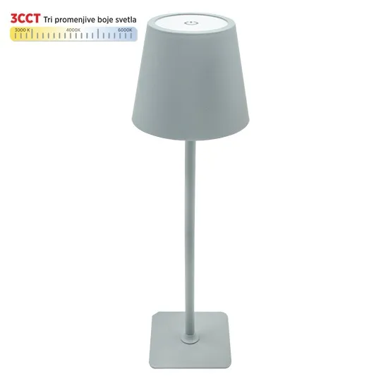 Stona lampa siva 2W IP20 LED TOUCH dimmable + 3CCT 3000-6000K DC5V LED M6002-S Mitea Lighting