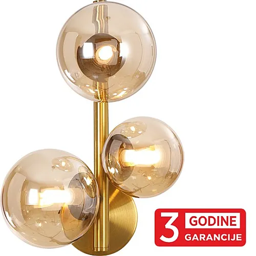 Zidna lampa staro zlato GLOBE MAW9225-3 3xG9 + amber sa prekidačem 3Y