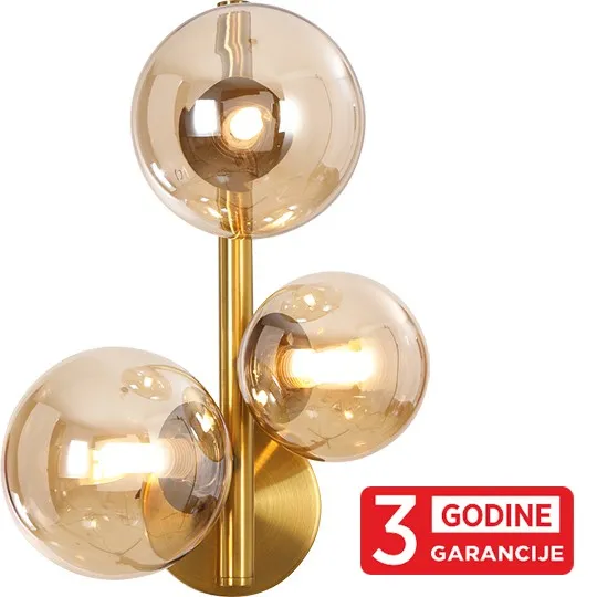 Zidna lampa staro zlato GLOBE MAW9225-3 3xG9 + amber sa prekidačem 3Y