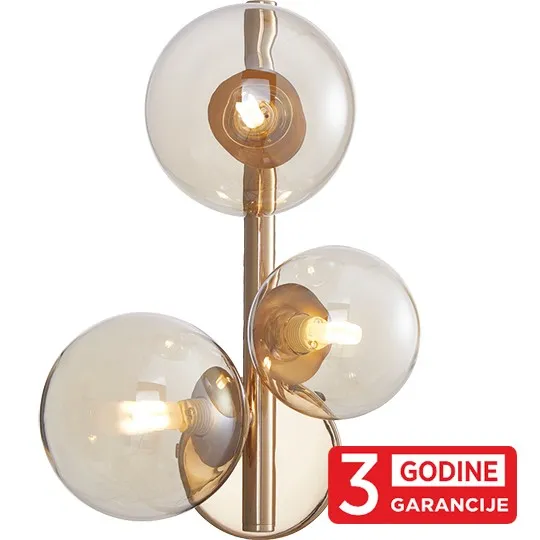Zidna lampa zlatno GLOBE MAW9225-3 3xG9 šampanj + smoky sa prekidačem 3Y