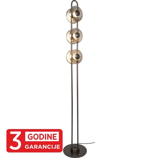 Podna lampa siva + smoky ECLIPTICA MAP9451-6 6x5W 3000K LED sa podnim prekidačem 3Y