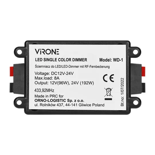 Dimer za jednobojne LED trake 12-24V + daljinski WD-1 RF Virone