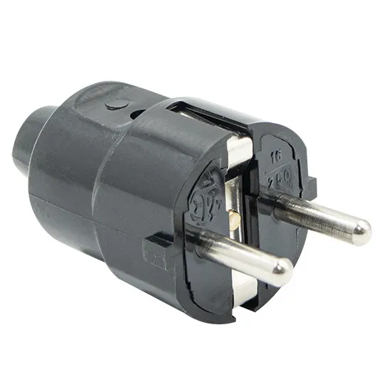 Utikač crni PVC 16A 250V dvopolni ravni, sa kontaktom za uzemljenje PM-301-C