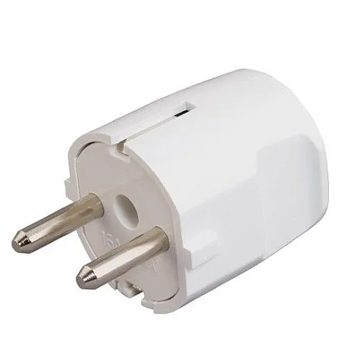 Utikač L beli PVC 16A 250V dvopolni, sa kontaktom za uzemljenje PM-302-W