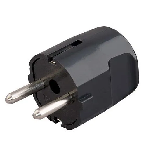 Utikač L crni PVC 16A 250V dvopolni, sa kontaktom za uzemljenje PM-302-C