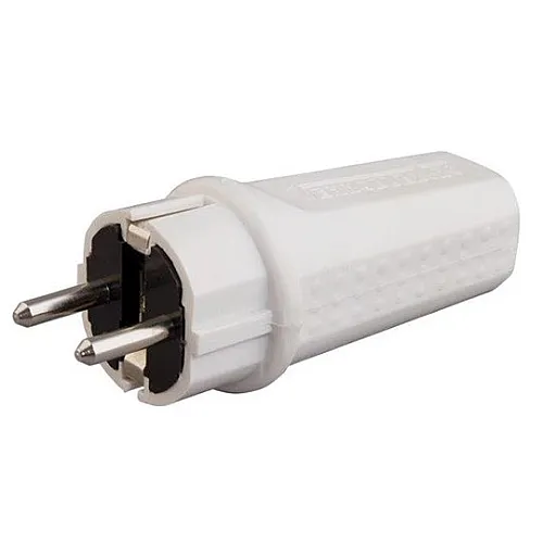 Utikač beli PVC 16A 250V dvopolni ravni, sa kontaktom za uzemljenje PM-303-W