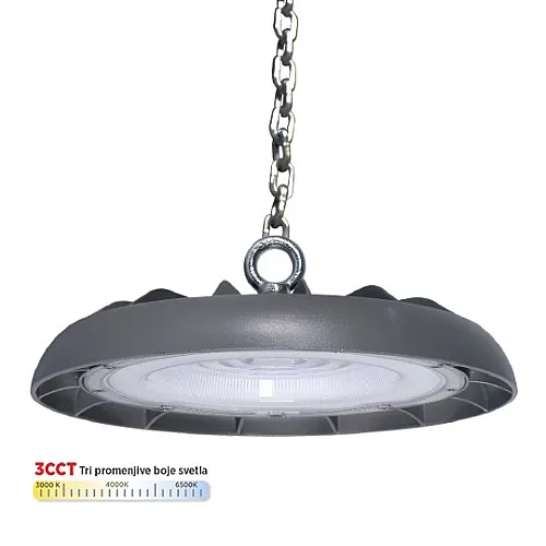 Svetiljka siva 100W 3CCT 3000/4000/6500K IP65 6KV LED UFO M460100-S6-CCT