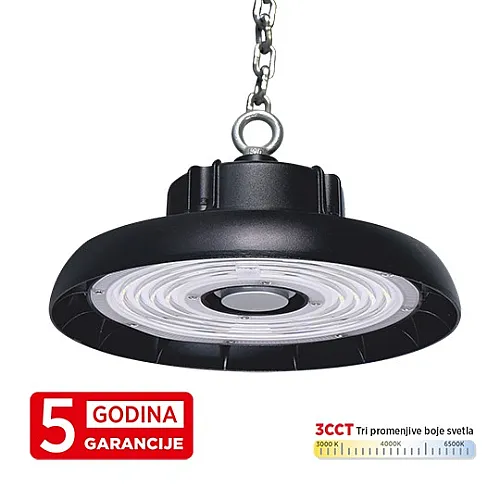 LED UFO svetiljka crna 100W 3CCT 3000/4000/6500K IP65 4KV 5Y M460100-C5-CCT