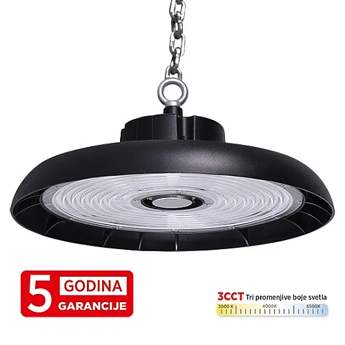 LED UFO svetiljka crna 200W 3CCT 3000/4000/6500K IP65 4KV 5Y M460200-C5-CCT