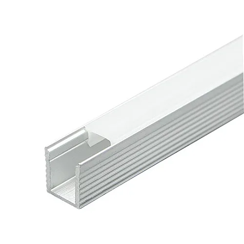 Aluminijumski profil za LED trake sivi 7.6x9x2000mm nadgradni sa difuzerom 2m MA078