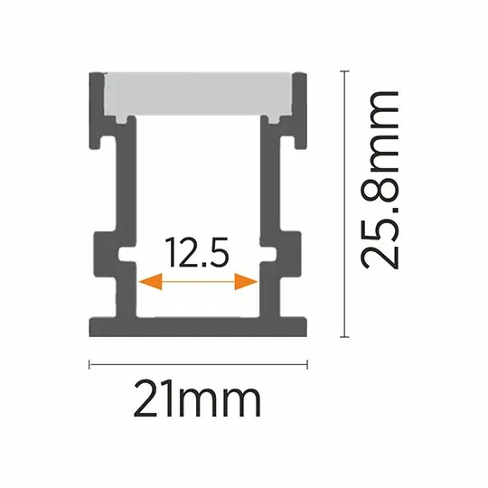 Aluminijumski profil za LED trake 21x25.8x2000mm set sa difuzorom MA631
