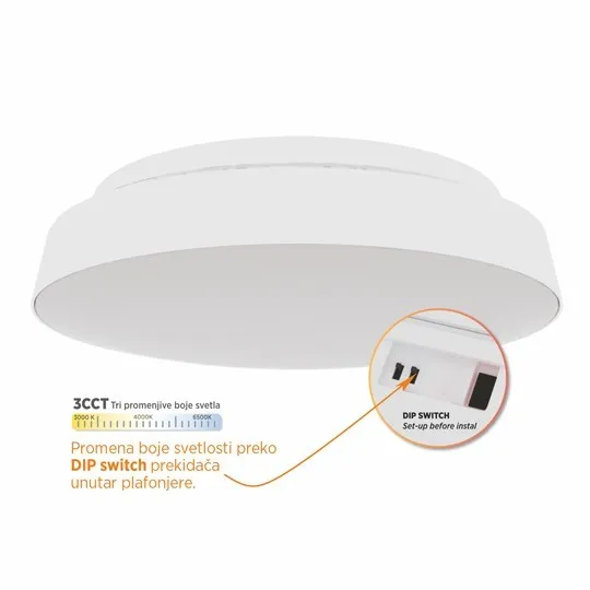 LED plafonjera bela 20W 3CCT DIP switch 3000/4000/6500K + HALO 3CCT IP20 fi230mm okrugla 3Y M205780