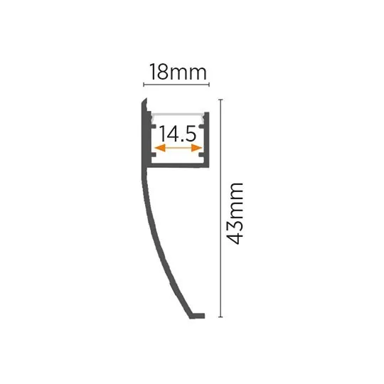 Aluminijumski profil za LED trake beli zidni set sa difuzorom 18x43x2000mm M4318-W