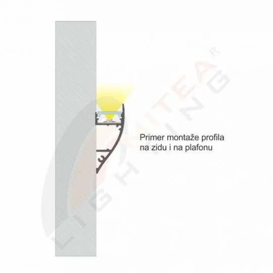 Aluminijumski profil za LED trake beli zidni set sa difuzorom 18x43x2000mm M4318-W