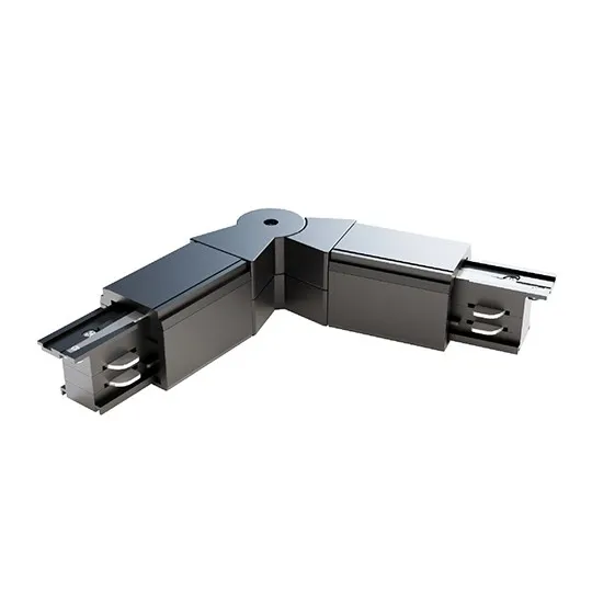 Zglobni konektor za trostopeni šinski reflektor crni PVC M-4TRACK-R-B