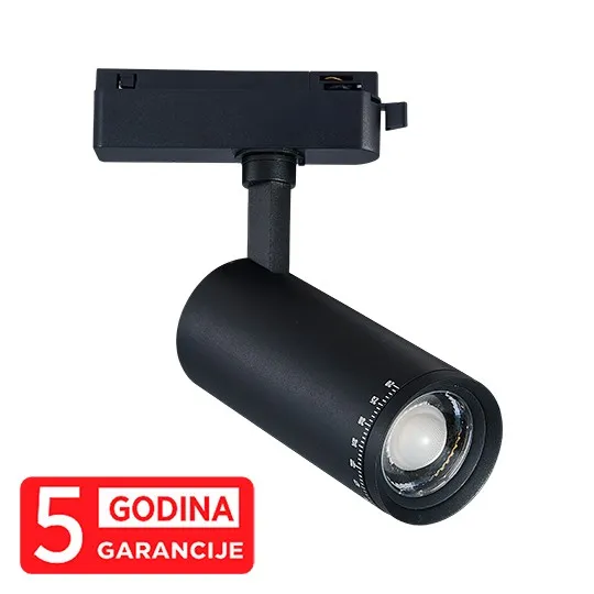 Monofazni šinski reflektor 58x152mm 5Y 20W 4000K crni zoom 20-60* M205015-B