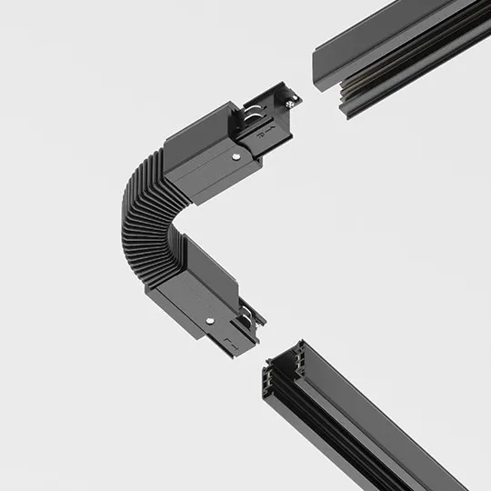 FLEX konektor za trostopeni šinski reflektor crni PVC M-4TRACK-F-B