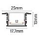 Aluminijumski profil za LED trake crni ugradni set sa difuzorom IP65 13x25x2000mm MA605-C-FS