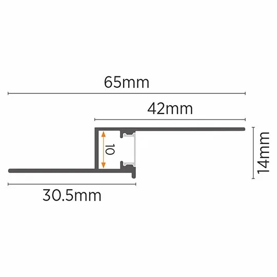 Aluminijumski profil za LED trake beli ugradni set sa difuzorom 14x65x2000mm M6514-WH