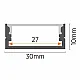 Aluminijumski profil za LED trake sivi nadgradni set sa difuzorom 10x30x2000mm M3010-A