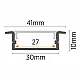 Aluminijumski profil za LED trake sivi ugradni set sa difuzorom 10x41x2000mm M3010-U-A