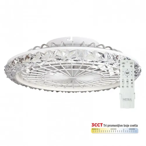 Ventilator sa kristalima plafonski 18W sa svetlom LED CCT 18W sa daljinskim upravljačem MV5023-CR