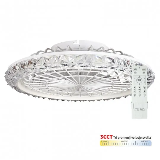 Ventilator sa kristalima plafonski 18W sa svetlom LED CCT 18W sa daljinskim upravljačem MV5023-CR