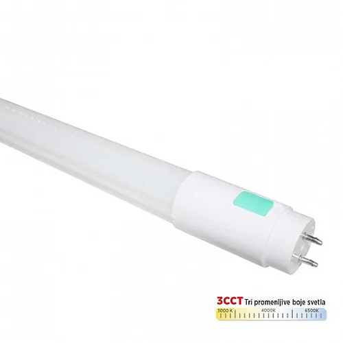 T8 LED cev 18W 3CCT 3000/4000/6500K 2200lm 270* single end 120cm