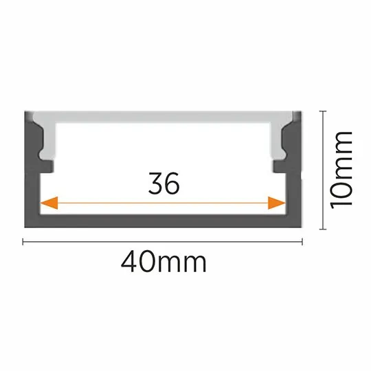 Aluminijumski profil za LED trake crni nadgradni set sa difuzorom 10x40x2000mm M4010-C