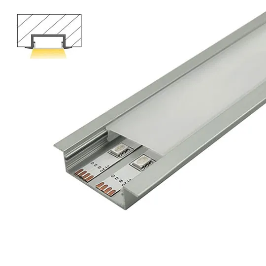 Aluminijumski profil za LED trake sivi ugradni set sa difuzorom 10x55x2000mm M4010-U-A