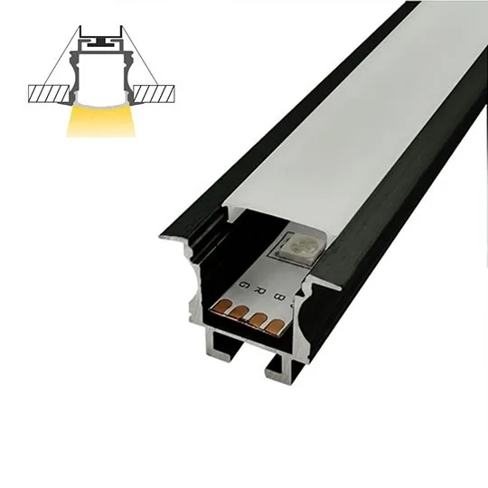 Aluminijumski profil za LED trake crni ugradni set sa difuzorom i žabicama 19x25x2000mm MA613-UZ-C
