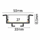 Aluminijumski profil za LED trake beli ugradni set sa difuzorom i žabicama 13.5x42x2000mm M3010-UZ-W
