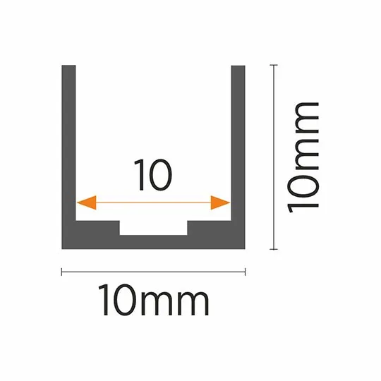 MA10x10 Aluminijumski neon profil za LED trake MLI IP65 10x10x2000mm bez difuzera 2m