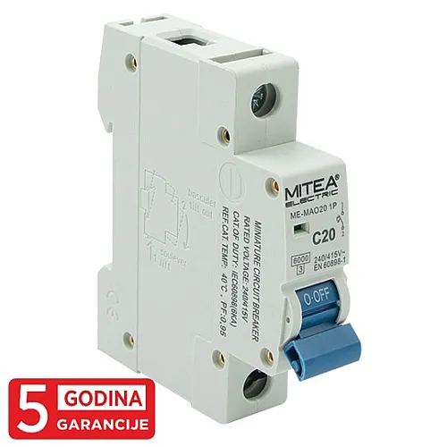 Automatski osigurač C20A 6kA 240/415V tipC 5Y ME-MAO20