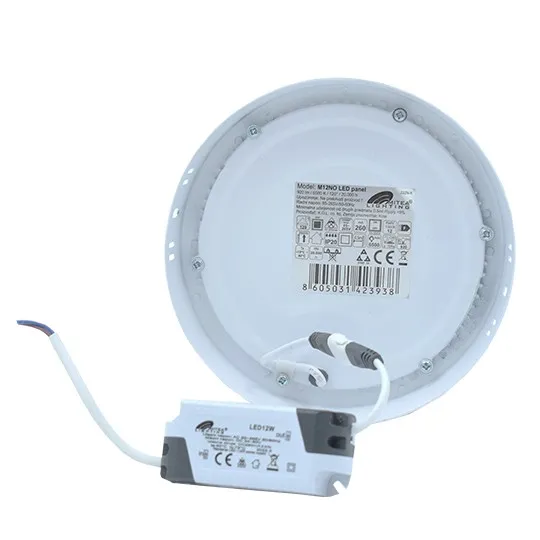 Nadgradni okrugli LED panel beli 12W 6500K M12NO