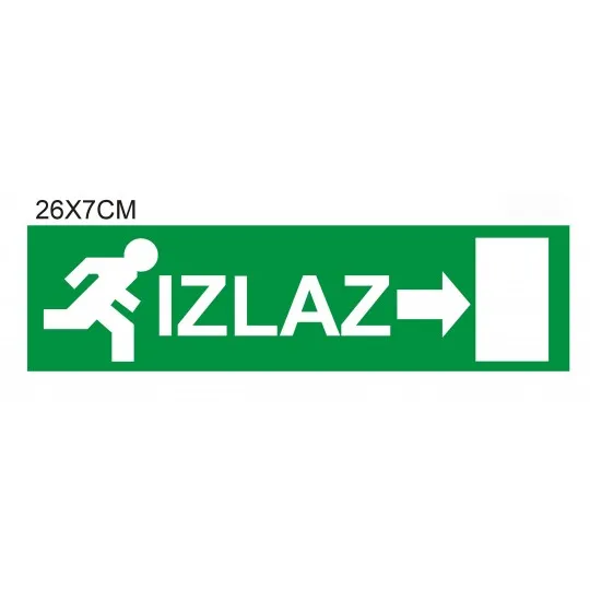 Nalepnica IZLAZ strelica desno zelena za panik lampu
