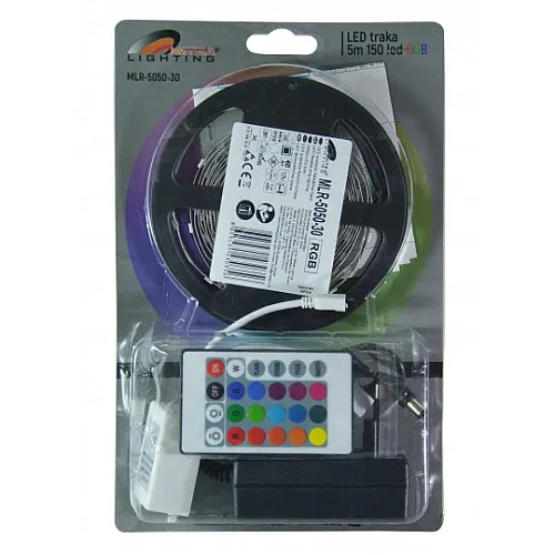 SMD LED traka 7.2W/1m 12V RGB IP20 5m kotur 30 LED/1m blister MLR-5050-30